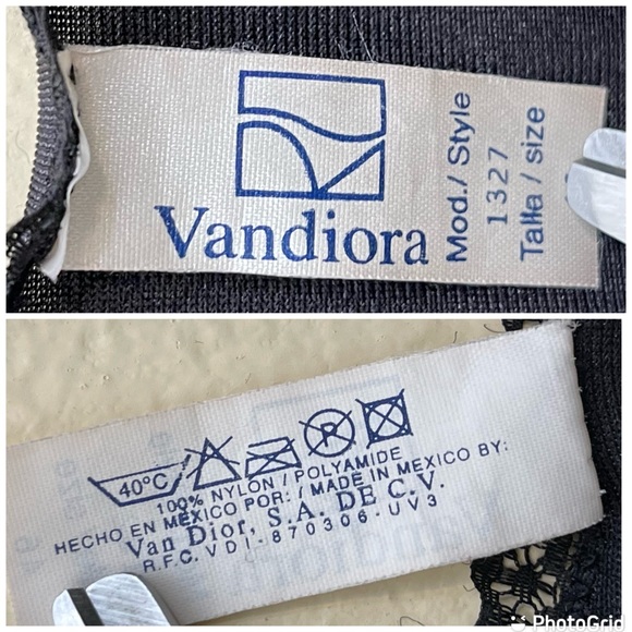 VINTAGE 90's VANDIORA BLACK FULL SLIP V-NECKLINE SHEER LACE STYLE 1327 - Picture 9 of 13